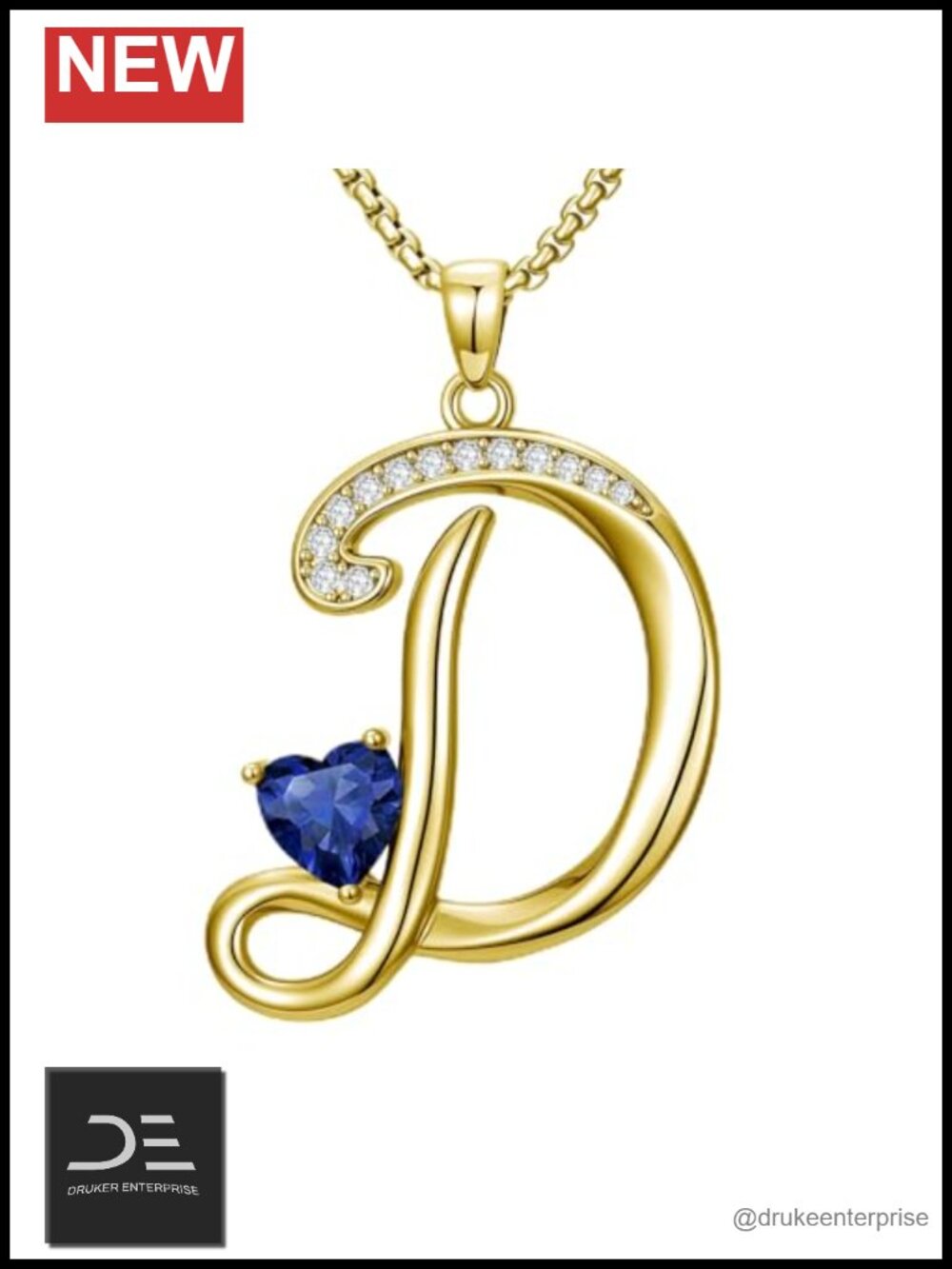 Gold Plated Initial D Birthstone Pendant Necklace